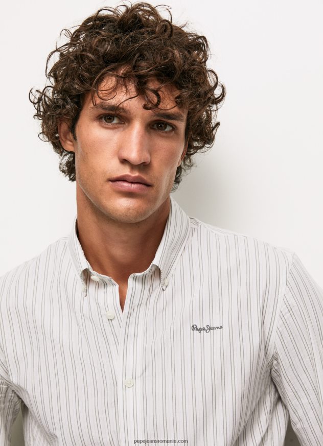 cămașă slim din poplin din bumbac bărbați Pepe Jeans alb 6Z0R461022 - imagine 4