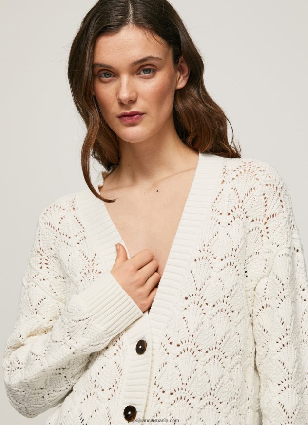 cardigan ajurat cu decolteu în V femei Pepe Jeans mousse 6Z0R46230 - imagine 3