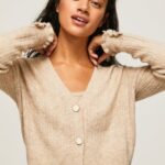 cardigan ajurat cu decolteu în V femei Pepe Jeans piele de bivol 6Z0R46243