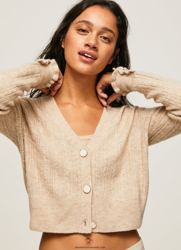 cardigan ajurat cu decolteu în V femei Pepe Jeans piele de bivol 6Z0R46243 - imagine 1