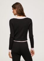 cardigan cu decolteu în V cu coaste femei Pepe Jeans negru 6Z0R46264 - imagine 4