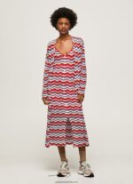 cardigan lung cu imprimeu în zig-zag femei Pepe Jeans studio roșu 6Z0R46225 - imagine 2
