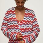 cardigan lung cu imprimeu în zig-zag femei Pepe Jeans studio roșu 6Z0R46225