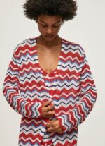 cardigan lung cu imprimeu în zig-zag femei Pepe Jeans studio roșu 6Z0R46225