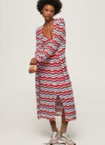 cardigan lung cu imprimeu în zig-zag femei Pepe Jeans studio roșu 6Z0R46225 - imagine 3