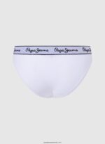 chiloți clasici cu logo imprimat femei Pepe Jeans alb 6Z0R46542 - imagine 2