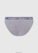 chiloți clasici cu logo imprimat femei Pepe Jeans marnă cenușie 6Z0R46546 - imagine 2