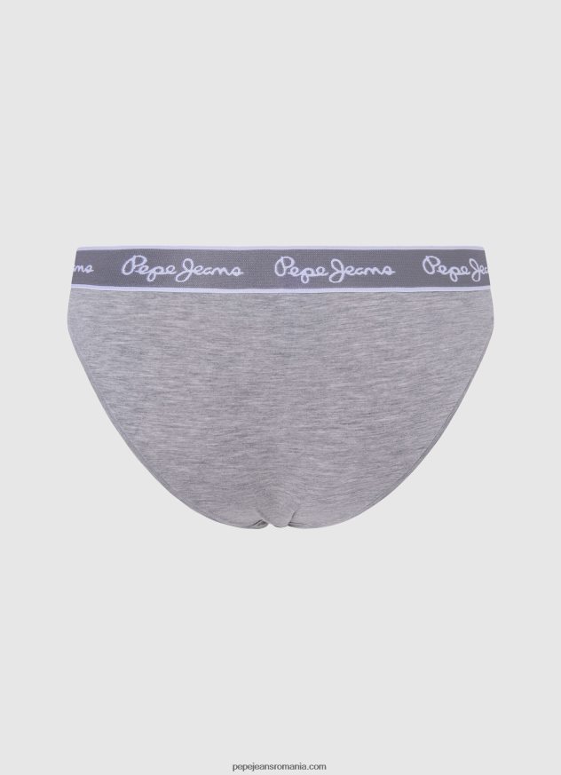 chiloți clasici cu logo imprimat femei Pepe Jeans marnă cenușie 6Z0R46546 - imagine 2