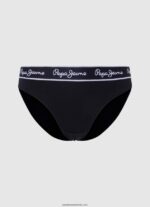 chiloți clasici cu logo imprimat femei Pepe Jeans negru 6Z0R46550
