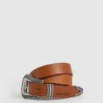 curea subțire din piele femei Pepe Jeans bronzat 6Z0R46760