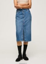 fusta midi din denim de bumbac femei Pepe Jeans denim 6Z0R46100 - imagine 2