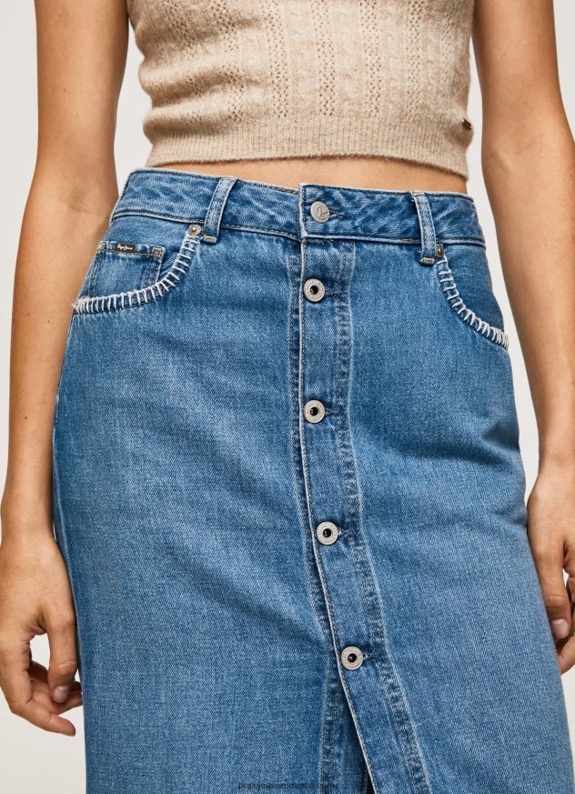 fusta midi din denim de bumbac femei Pepe Jeans denim 6Z0R46100 - imagine 3
