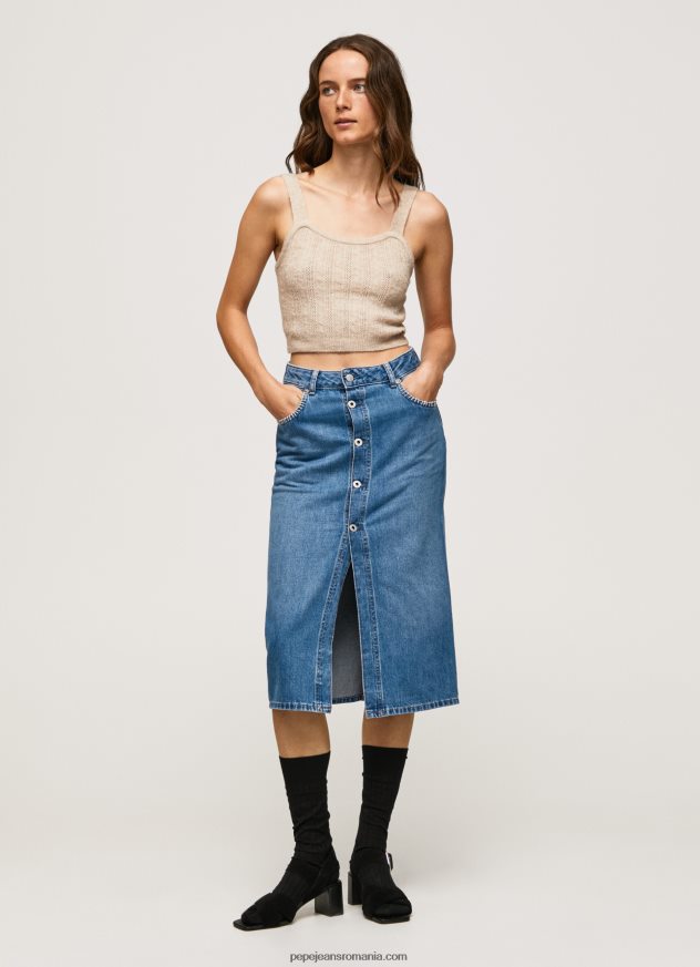 fusta midi din denim de bumbac femei Pepe Jeans denim 6Z0R46100 - imagine 1