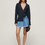 fusta mini din denim brodata femei Pepe Jeans albastru 6Z0R46504