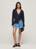 fusta mini din denim brodata femei Pepe Jeans albastru 6Z0R46504