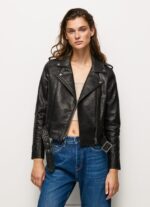 geacă biker cu umeri epalules femei Pepe Jeans negru 6Z0R46116 - imagine 2