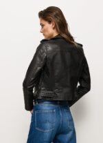 geacă biker cu umeri epalules femei Pepe Jeans negru 6Z0R46116 - imagine 4