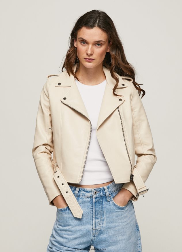 geacă biker cu umeri epalules femei Pepe Jeans off dantela 6Z0R46115 - imagine 2