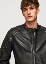 geacă biker din piele de miel bărbați Pepe Jeans negru 6Z0R46835 - imagine 3