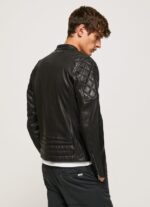 geacă biker din piele de miel bărbați Pepe Jeans negru 6Z0R46835 - imagine 5