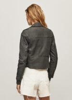 geacă biker din piele de miel femei Pepe Jeans negru 6Z0R46114 - imagine 4