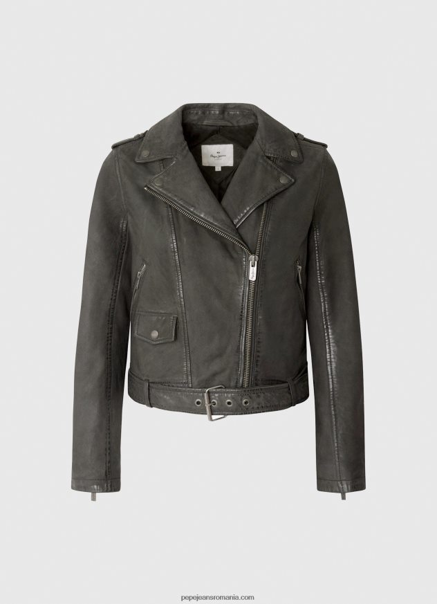 geacă biker din piele de miel femei Pepe Jeans negru 6Z0R46114 - imagine 5