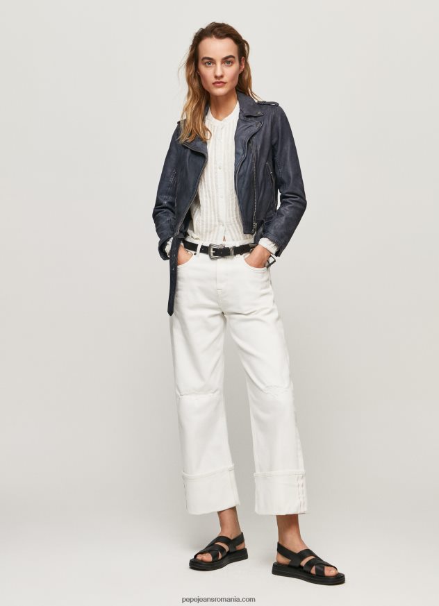 geacă biker din piele de miel femei Pepe Jeans ocean 6Z0R46113 - imagine 2