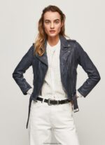 geacă biker din piele de miel femei Pepe Jeans ocean 6Z0R46113