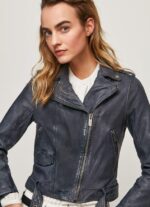 geacă biker din piele de miel femei Pepe Jeans ocean 6Z0R46113 - imagine 3