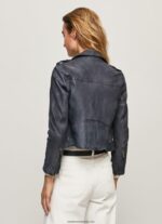 geacă biker din piele de miel femei Pepe Jeans ocean 6Z0R46113 - imagine 4