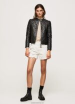 geacă de piele cu design diamant femei Pepe Jeans negru 6Z0R46140 - imagine 2