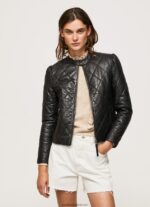 geacă de piele cu design diamant femei Pepe Jeans negru 6Z0R46140