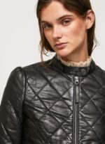 geacă de piele cu design diamant femei Pepe Jeans negru 6Z0R46140 - imagine 3