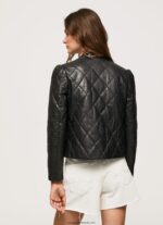 geacă de piele cu design diamant femei Pepe Jeans negru 6Z0R46140 - imagine 4