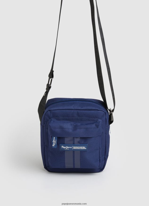 geantă crossbody din material textil cu logo în relief bărbați Pepe Jeans negru 6Z0R461292 - imagine 4