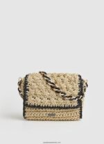 geantă crossbody din paie țesătă femei Pepe Jeans negru 6Z0R46718