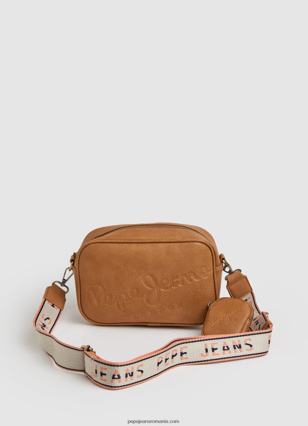 geantă maxi crossbody cu logo în relief femei Pepe Jeans cămilă 6Z0R46714 - imagine 1