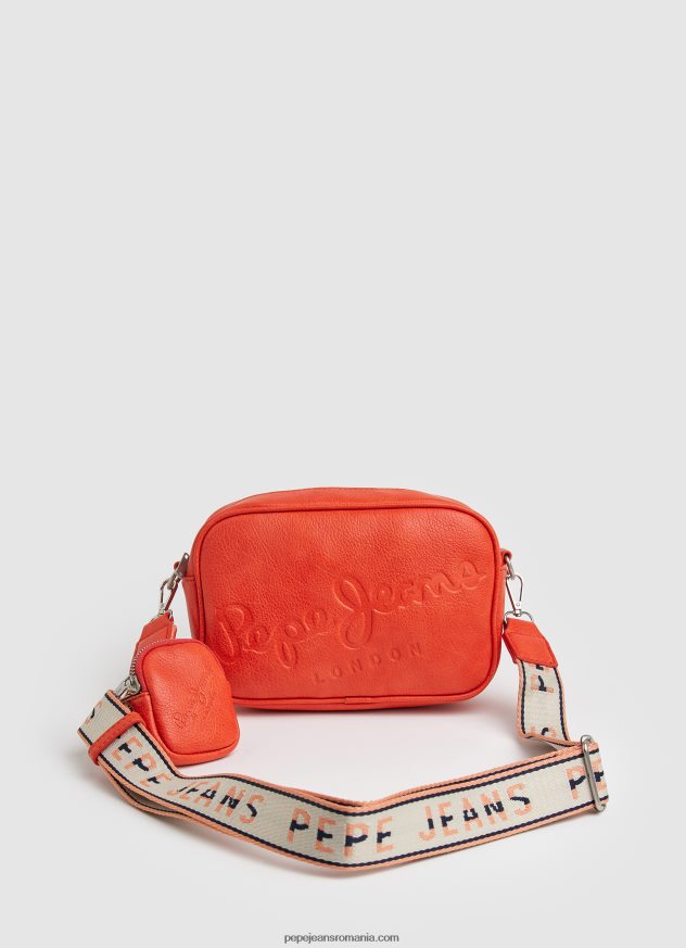 geantă maxi crossbody cu logo în relief femei Pepe Jeans piersică 6Z0R46715 - imagine 1