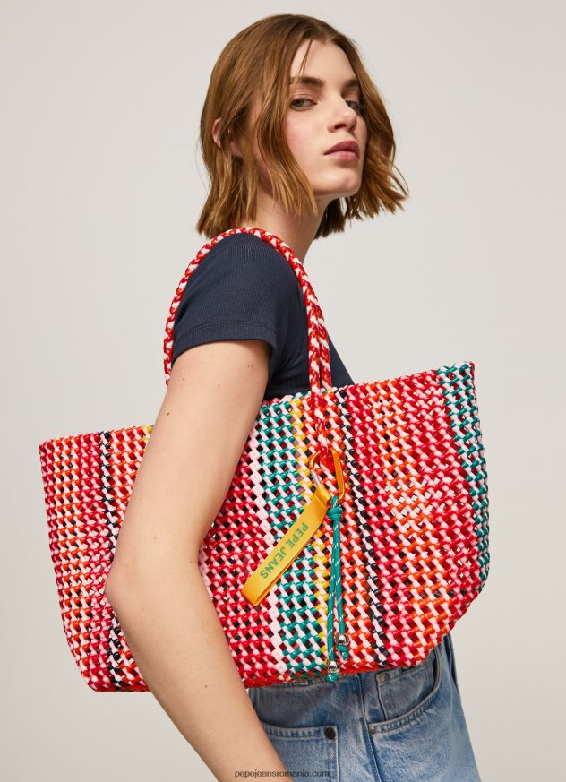 geantă tote din plastic țesut femei Pepe Jeans studio roșu 6Z0R46720 - imagine 1