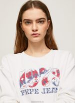 Hanorac de pluș cu logo 1973 femei Pepe Jeans alb 6Z0R46280 - imagine 3