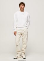 hanorac din bumbac imprimat cu logo bărbați Pepe Jeans alb 6Z0R46897 - imagine 2
