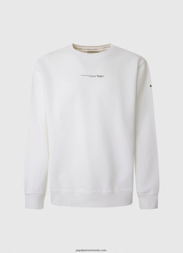 hanorac din bumbac imprimat cu logo bărbați Pepe Jeans alb 6Z0R46897 - imagine 5