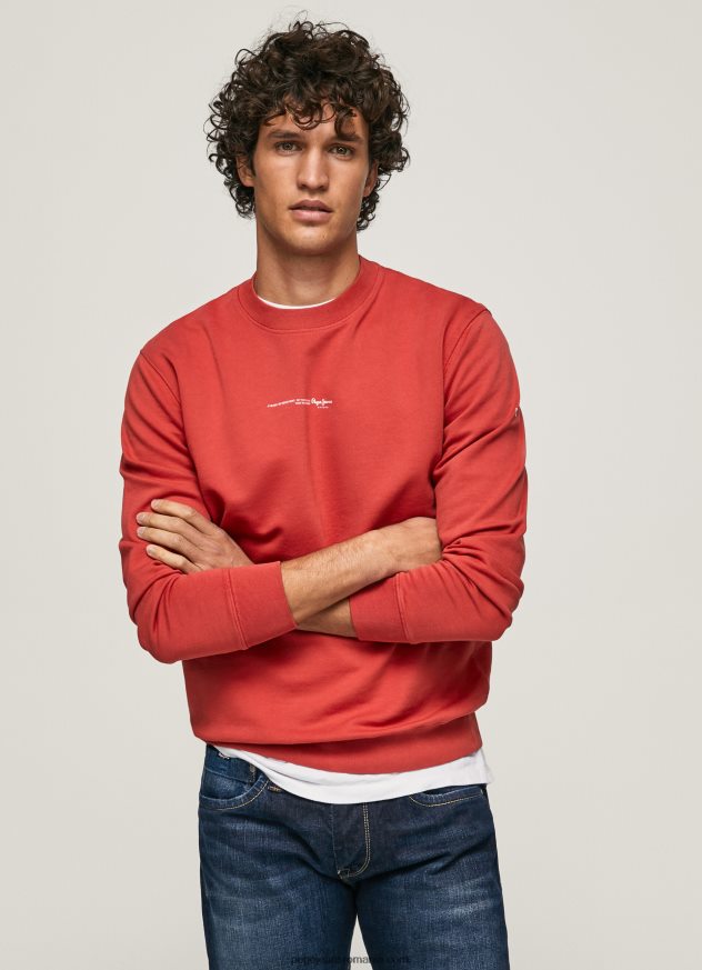 hanorac din bumbac imprimat cu logo bărbați Pepe Jeans studio roșu 6Z0R46906 - imagine 1