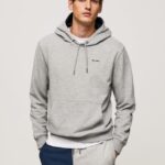 hanorac din bumbac reglabil bărbați Pepe Jeans marnă cenușie 6Z0R46896