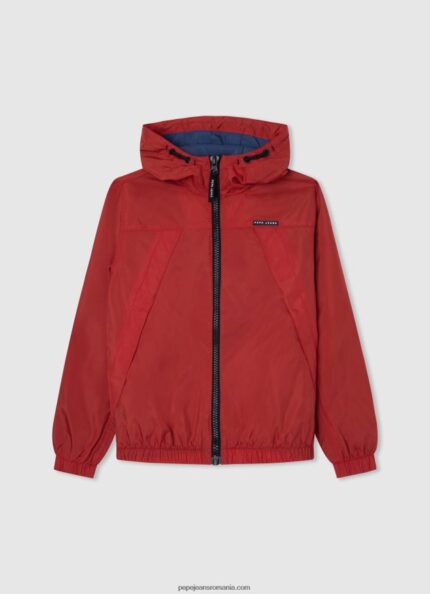 jachetă de vânt cu glugă băiat Pepe Jeans studio roșu 6Z0R461564