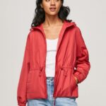jachetă de vânt cu glugă femei Pepe Jeans studio roșu 6Z0R46129