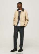 jachetă pufă scurtă din pânză bărbați Pepe Jeans piatră 6Z0R46838 - imagine 2