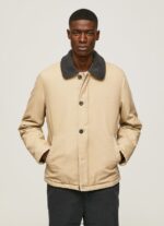 jachetă pufă scurtă din pânză bărbați Pepe Jeans piatră 6Z0R46838 - imagine 3