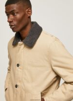 jachetă pufă scurtă din pânză bărbați Pepe Jeans piatră 6Z0R46838 - imagine 4