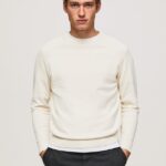 jerseu de bumbac cu guler rotund bărbați Pepe Jeans fildeş 6Z0R46865